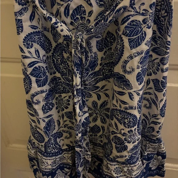 LOFT Blue and White Floral Midi Dress - Picture 3 of 5